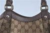 Authentic GUCCI Sukey Shoulder Hand Tote Bag GG Canvas Leather Brown J5989