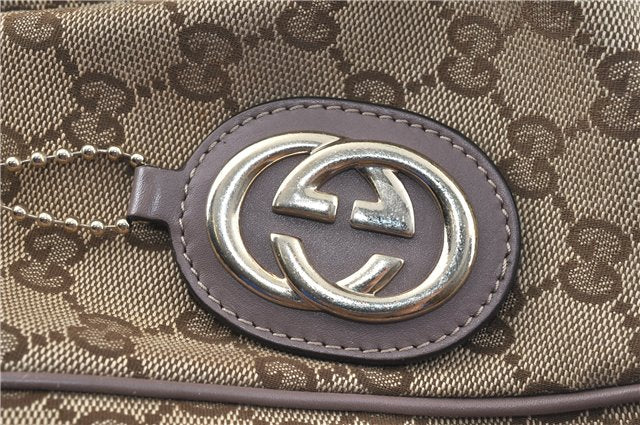Authentic GUCCI Sukey Shoulder Hand Tote Bag GG Canvas Leather Brown J5989