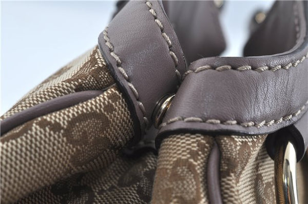 Authentic GUCCI Sukey Shoulder Hand Tote Bag GG Canvas Leather Brown J5989