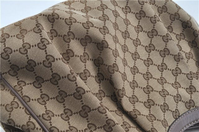 Authentic GUCCI Sukey Shoulder Hand Tote Bag GG Canvas Leather Brown J5989