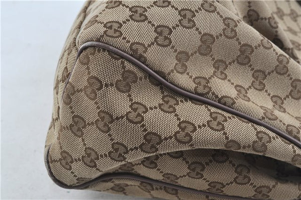 Authentic GUCCI Sukey Shoulder Hand Tote Bag GG Canvas Leather Brown J5989