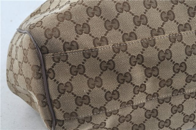 Authentic GUCCI Sukey Shoulder Hand Tote Bag GG Canvas Leather Brown J5989