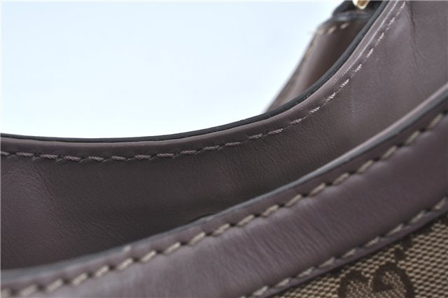 Authentic GUCCI Sukey Shoulder Hand Tote Bag GG Canvas Leather Brown J5989