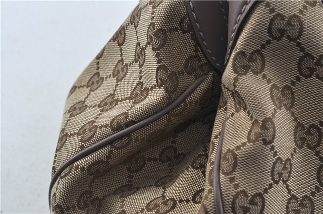 Authentic GUCCI Sukey Shoulder Hand Tote Bag GG Canvas Leather Brown J5989
