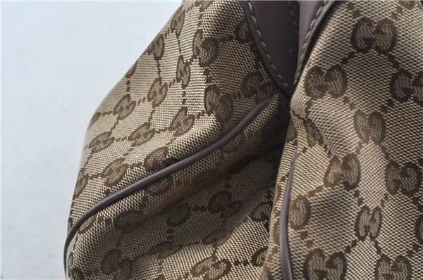 Authentic GUCCI Sukey Shoulder Hand Tote Bag GG Canvas Leather Brown J5989
