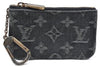 Auth Louis Vuitton Monogram Denim Pochette Cles Coin Purse Black M95616 LV J5990