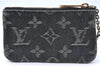 Auth Louis Vuitton Monogram Denim Pochette Cles Coin Purse Black M95616 LV J5990