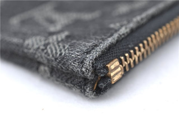 Auth Louis Vuitton Monogram Denim Pochette Cles Coin Purse Black M95616 LV J5990