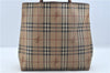 Authentic BURBERRY Vintage Nova Check PVC Hand Tote bag Brown Beige J5994