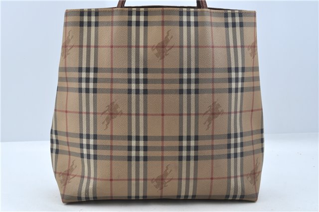 Authentic BURBERRY Vintage Nova Check PVC Hand Tote bag Brown Beige J5994