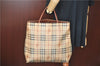 Authentic BURBERRY Vintage Nova Check PVC Hand Tote bag Brown Beige J5994