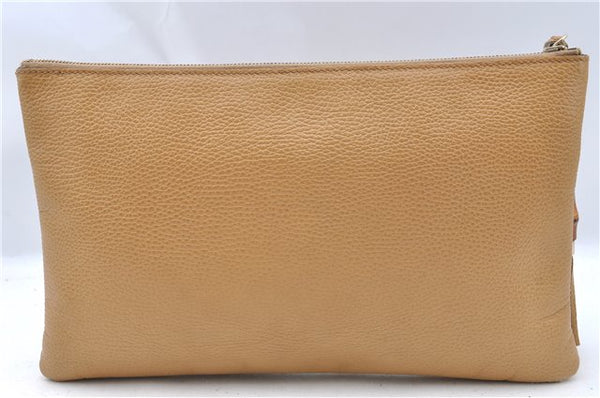 Authentic GUCCI Bamboo Clutch Hand Bag Leather 376858 Beige J5996