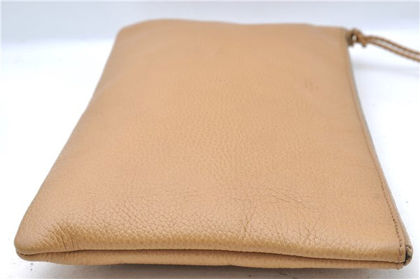 Authentic GUCCI Bamboo Clutch Hand Bag Leather 376858 Beige J5996