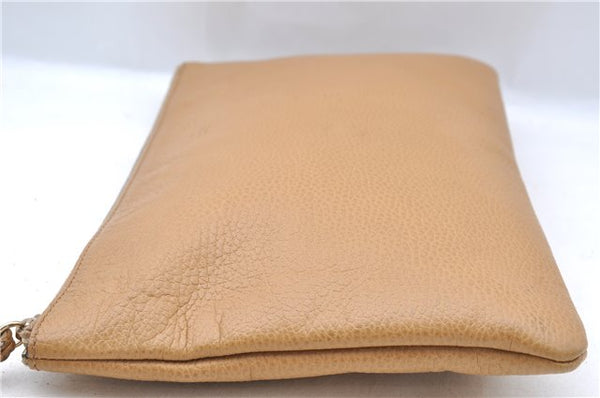 Authentic GUCCI Bamboo Clutch Hand Bag Leather 376858 Beige J5996