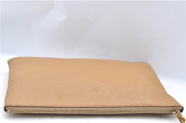 Authentic GUCCI Bamboo Clutch Hand Bag Leather 376858 Beige J5996