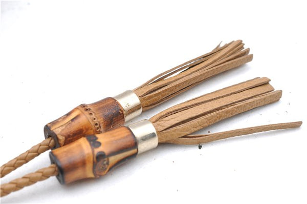 Authentic GUCCI Bamboo Clutch Hand Bag Leather 376858 Beige J5996