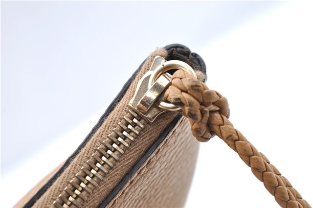 Authentic GUCCI Bamboo Clutch Hand Bag Leather 376858 Beige J5996
