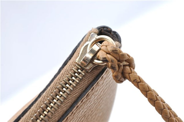 Authentic GUCCI Bamboo Clutch Hand Bag Leather 376858 Beige J5996