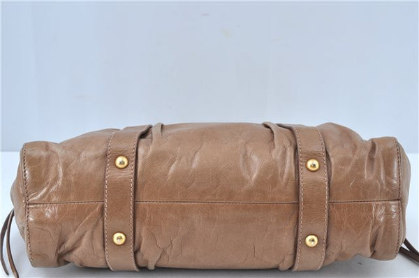 Authentic MIU MIU Leather 2Way Shoulder Hand Bag Purse Brown J6011