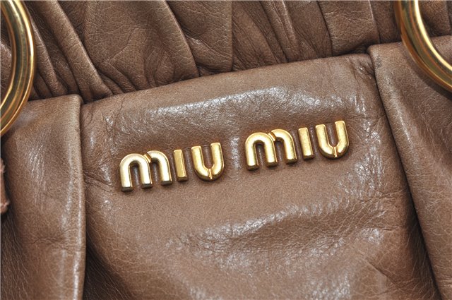 Authentic MIU MIU Leather 2Way Shoulder Hand Bag Purse Brown J6011