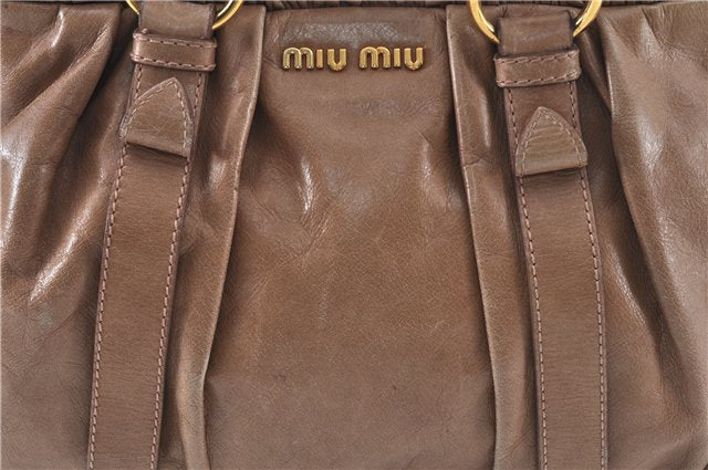 Authentic MIU MIU Leather 2Way Shoulder Hand Bag Purse Brown J6011