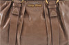 Authentic MIU MIU Leather 2Way Shoulder Hand Bag Purse Brown J6011