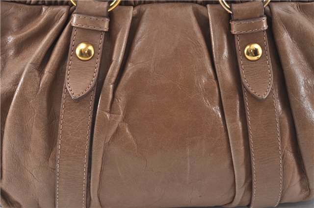 Authentic MIU MIU Leather 2Way Shoulder Hand Bag Purse Brown J6011