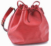 Authentic Louis Vuitton Epi Petit Noe Shoulder Drawstring Bag M44107 Red J6014