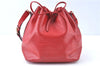 Authentic Louis Vuitton Epi Petit Noe Shoulder Drawstring Bag M44107 Red J6014