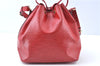 Authentic Louis Vuitton Epi Petit Noe Shoulder Drawstring Bag M44107 Red J6014