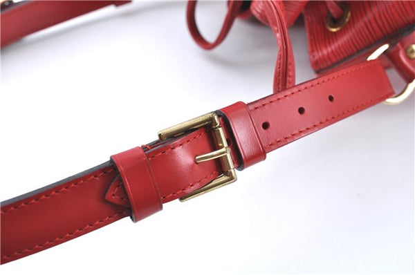 Authentic Louis Vuitton Epi Petit Noe Shoulder Drawstring Bag M44107 Red J6014