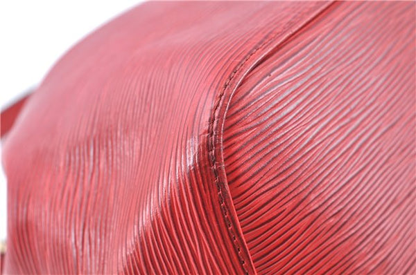 Authentic Louis Vuitton Epi Petit Noe Shoulder Drawstring Bag M44107 Red J6014