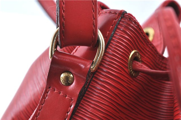 Authentic Louis Vuitton Epi Petit Noe Shoulder Drawstring Bag M44107 Red J6014
