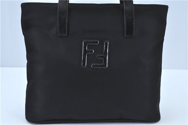 Authentic FENDI Shoulder Tote Bag Purse Nylon Leather Black J6027