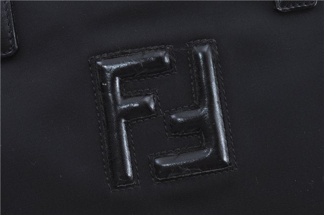 Authentic FENDI Shoulder Tote Bag Purse Nylon Leather Black J6027