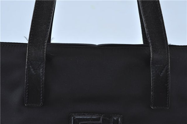 Authentic FENDI Shoulder Tote Bag Purse Nylon Leather Black J6027