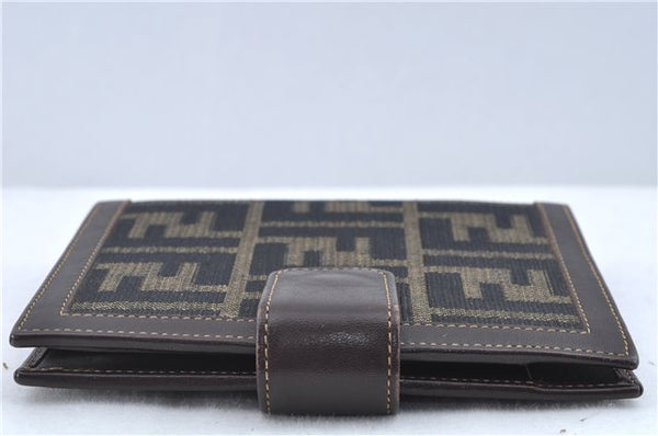 Authentic FENDI Zucca Notebook Cover Canvas Leather Brown Black J6031