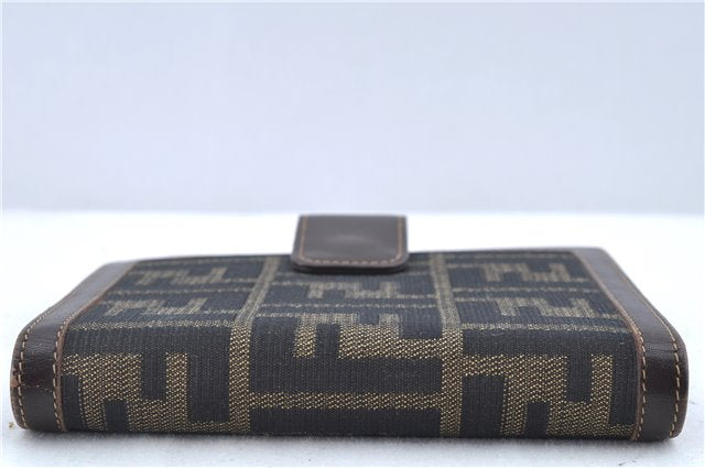 Authentic FENDI Zucca Notebook Cover Canvas Leather Brown Black J6031