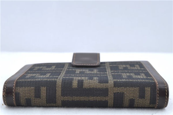 Authentic FENDI Zucca Notebook Cover Canvas Leather Brown Black J6031