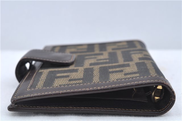 Authentic FENDI Zucca Notebook Cover Canvas Leather Brown Black J6031
