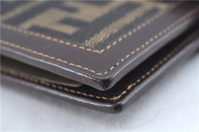 Authentic FENDI Zucca Notebook Cover Canvas Leather Brown Black J6031