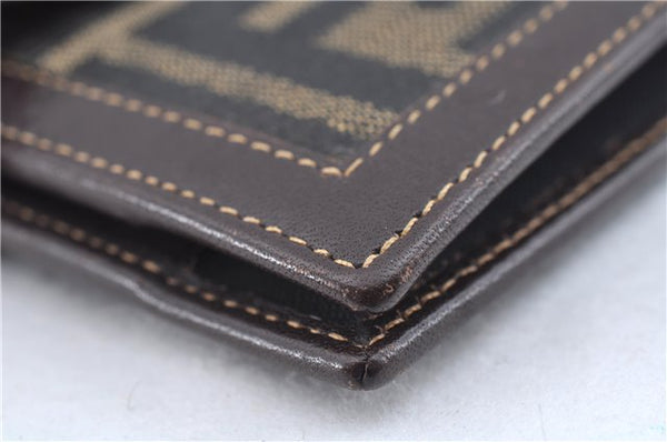 Authentic FENDI Zucca Notebook Cover Canvas Leather Brown Black J6031