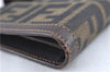 Authentic FENDI Zucca Notebook Cover Canvas Leather Brown Black J6031