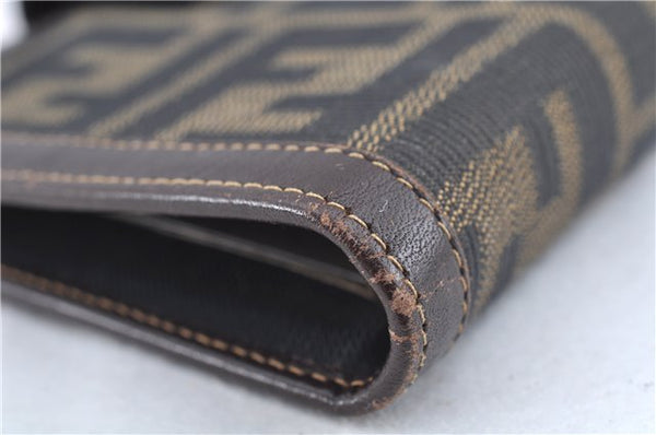 Authentic FENDI Zucca Notebook Cover Canvas Leather Brown Black J6031