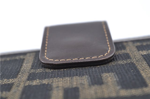 Authentic FENDI Zucca Notebook Cover Canvas Leather Brown Black J6031
