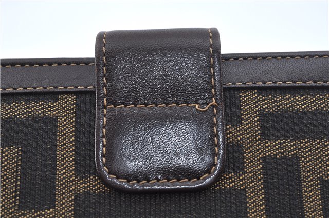 Authentic FENDI Zucca Notebook Cover Canvas Leather Brown Black J6031