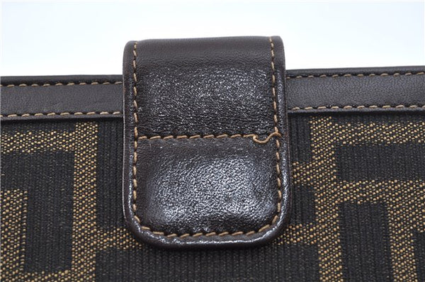 Authentic FENDI Zucca Notebook Cover Canvas Leather Brown Black J6031