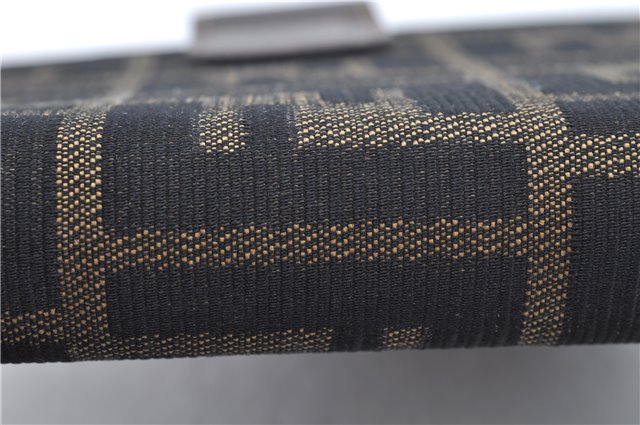 Authentic FENDI Zucca Notebook Cover Canvas Leather Brown Black J6031