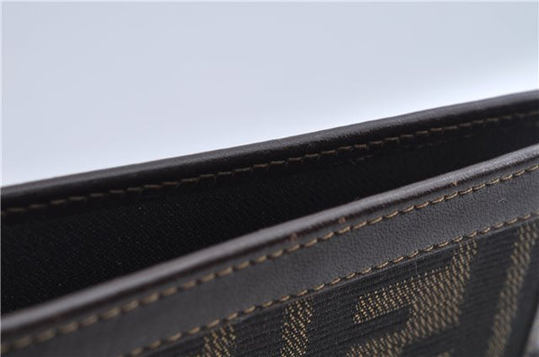 Authentic FENDI Zucca Notebook Cover Canvas Leather Brown Black J6031