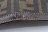 Authentic FENDI Zucca Notebook Cover Canvas Leather Brown Black J6031